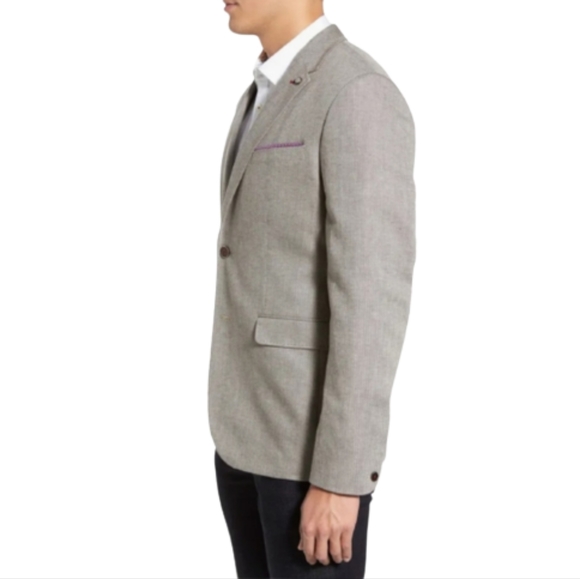 TED BAKER Popping' Modern Trim Fit Herringbone Sport Coat Mens Size Ted 6/ US 44 - Picture 4 of 16